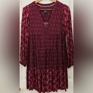 Anthropologie Red Long Sleeve Dress